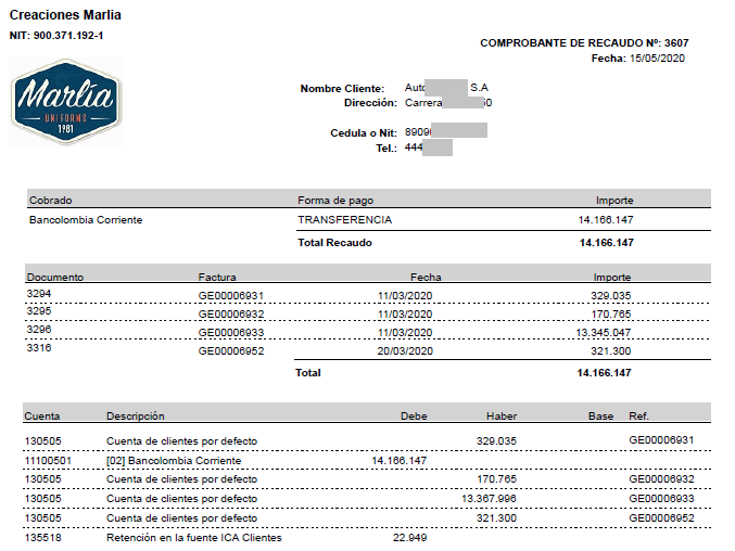 Comprobante de recaudo