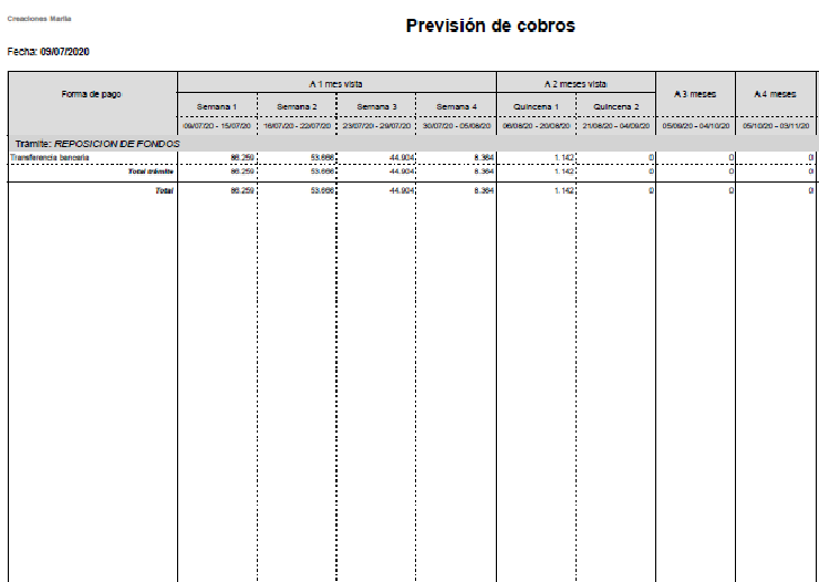 Informes de previsión de ingresos