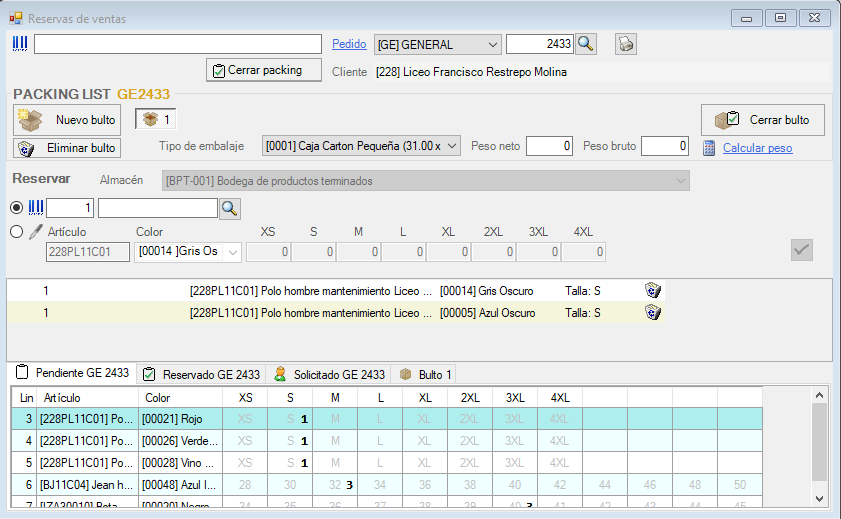 Expediciones y reservas via codigos de barra