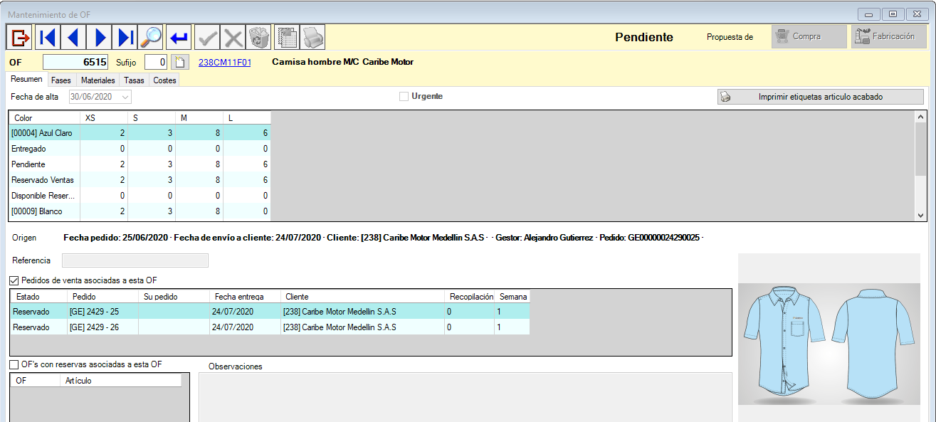 Orden de fabricación