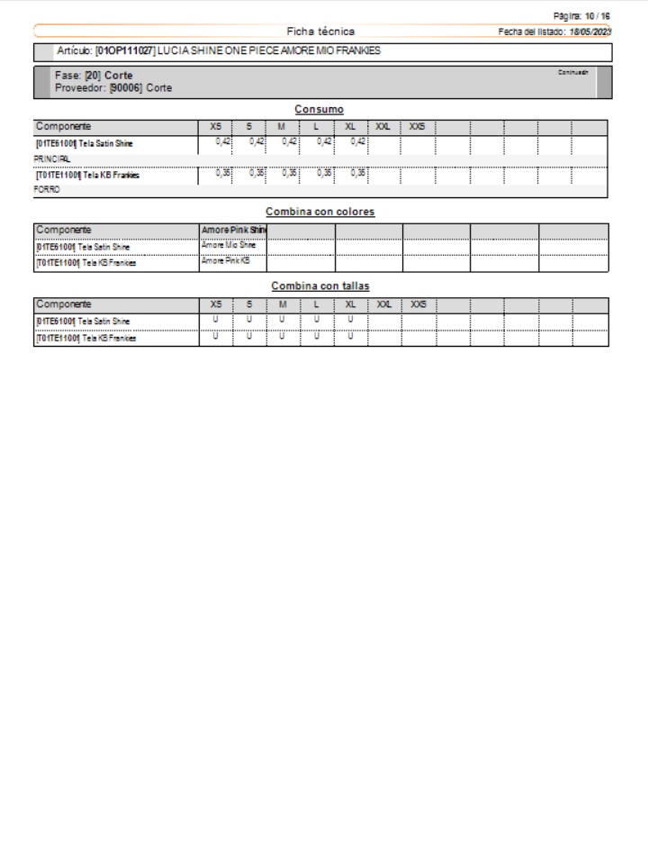 Consumo de telas y combinacion de colores